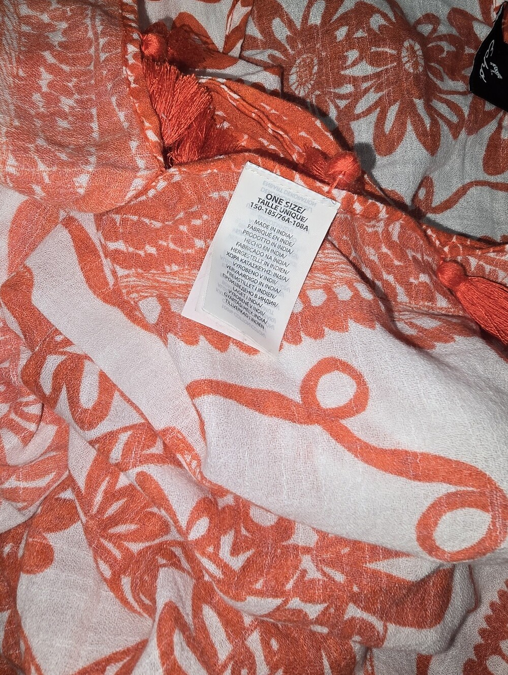 Echo White Tunic with Red Floral Embroidery and Tassel Trim - Picture 6 of 7